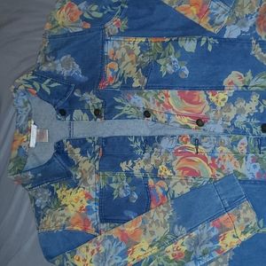 Susan Graver Floral Denim Jacket (1XL)